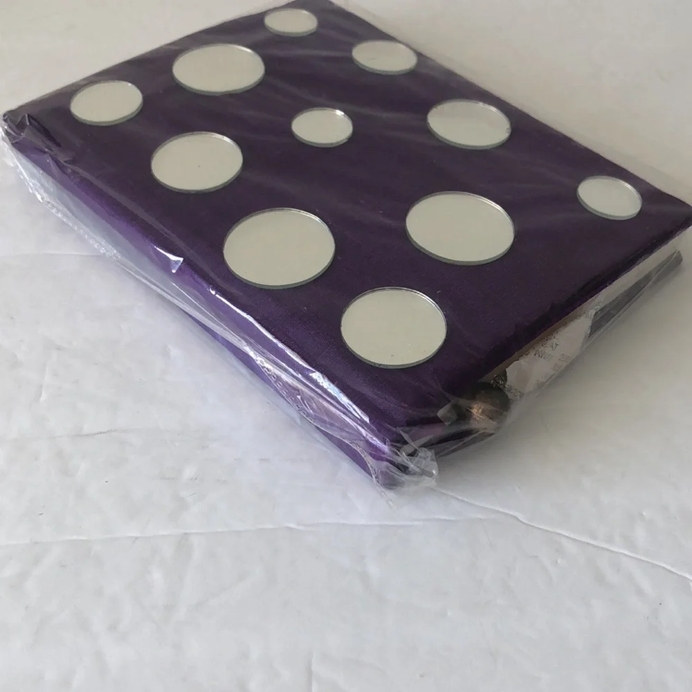 Unique Paperchase Vtg Purple Silk Blank Notebook W Round Mirrors Handmade